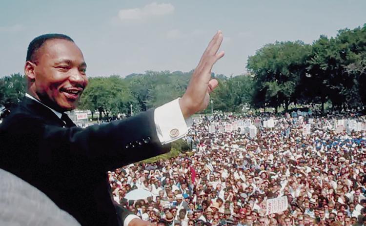 Martin Luther King, Jr. delivers his “I Have a Dream” speech at the Lincoln Memorial during the March on Washington for Jobs and Freedom on August 28, 1963.