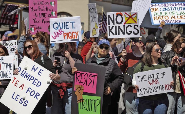 Thousands of people gather at Mill Creek Park on the Country Club Plaza in Kansas City on Saturday. (Photo Julie Denesha/KCUR 89.3)