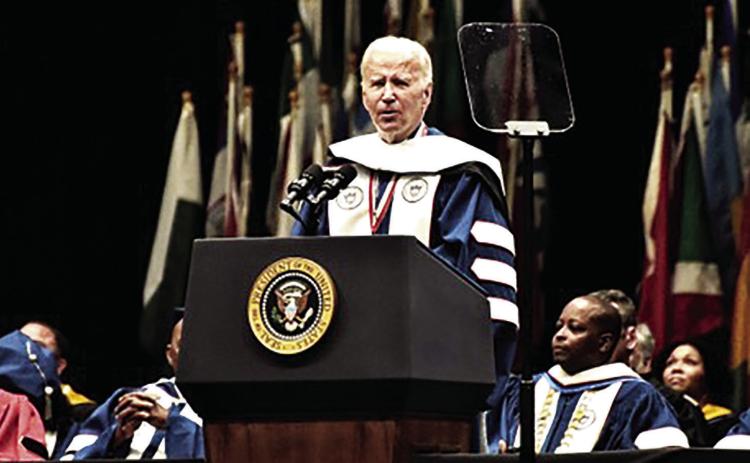 **FILE** President Joe Biden delivers the commencement address at D.C.’s Howard University in 2023. (WI photo)