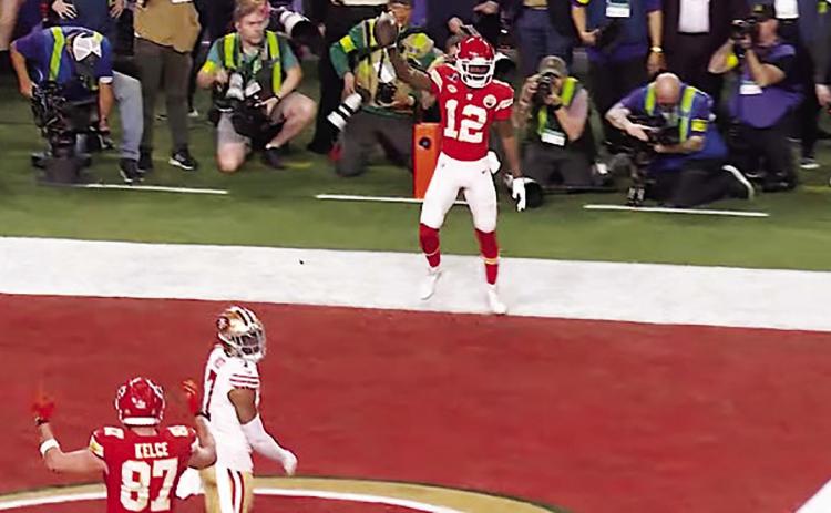 A game-winning touchdown pass from Chiefs QB Mahomes to Mecole Hardman sealed the Super Bowl title in Sunday’s game against the 49ers.