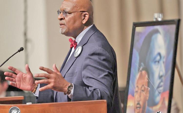 Dr. Vernon Howard, president, SCLC-GKC addresses attendees at the Interfaith Service (Photo/Samuel Jordon Images)