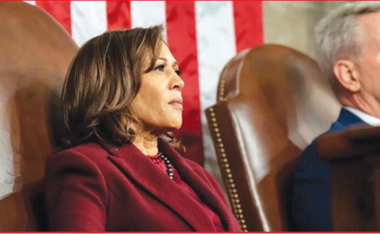 Vice President Kamala Harris seated next to House Speaker Kevin McCarthy. Official White House Photo/Adam Schultz