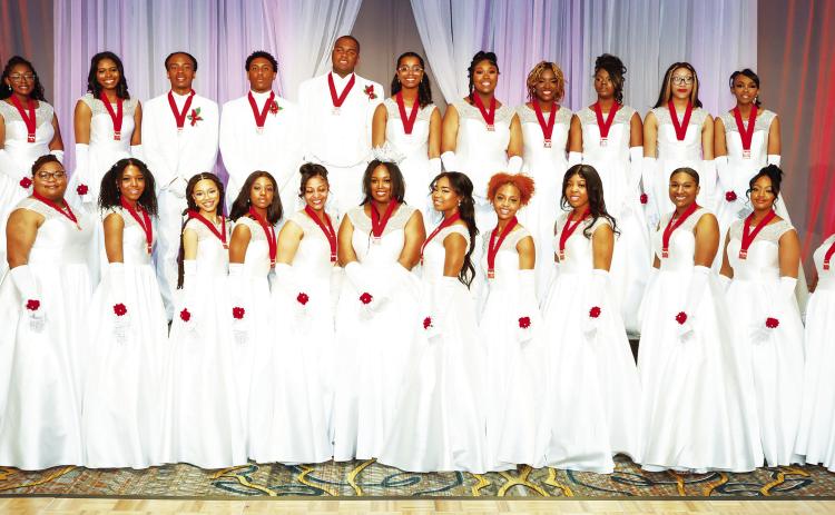 2023 COTILLION PARTICIPANTS—Front Row (left to right): Angel Robins, A’myrah Cheadle, Alesia McFadden, Di’Layah Jackson, Justice Bailey, Zayne Rice, Milan Grimes, Lidia McReynolds, Londyn Dameron, Kendal Cunningham, Riyan Jones, Tyra Hogan. Second Row (left to right): Trynelle Crawford, Ella Riley, Markus Smith, Tarik Gill, Onia Morgan III, Anyla Banks, Baylen Brown, Zoe Thomason, Chi’Arion Farley, Markiya Donahue, Jhala Robinson