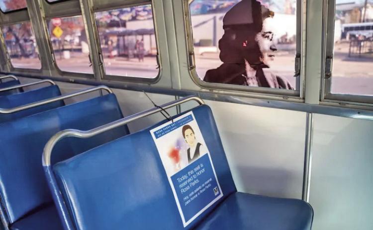 The Washington Metropolitan Area Transit Authority celebrates Rosa Parks Day in December 2022 by reserving a seat for the civil rights icon on each of its buses. (Ja’Mon Jackson/The Washington Informer)