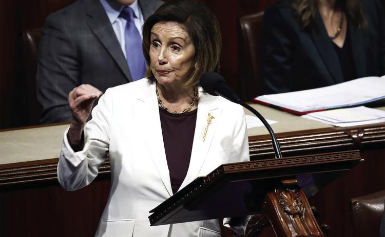 Speaker of the House Nancy Pelosi delivers remarks from the Capitol’s House chamber on Nov. 17. Anna Moneymaker/Getty Images