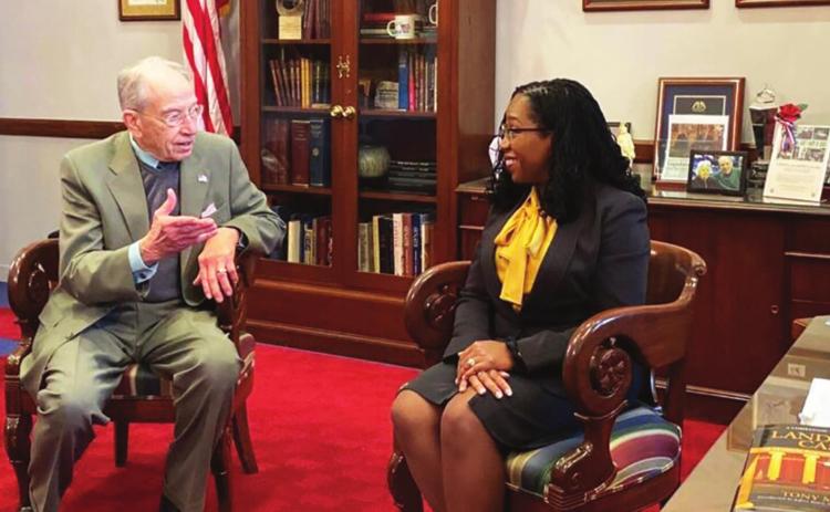 Sen. Chuck Grassley of Iowa, the ranking Republican on the Senate Judiciary committee, meets Wednesday with Judge Ketanji Brown Jackson, nominee for the U.S. Supreme Court (Jennifer Shutt/ States Newsroom).