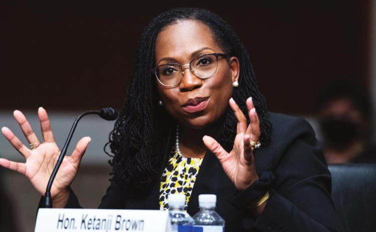 Judge Ketanji Brown Jackson answers questions during Senate confirmation hearings this week. Photo/Getty Images